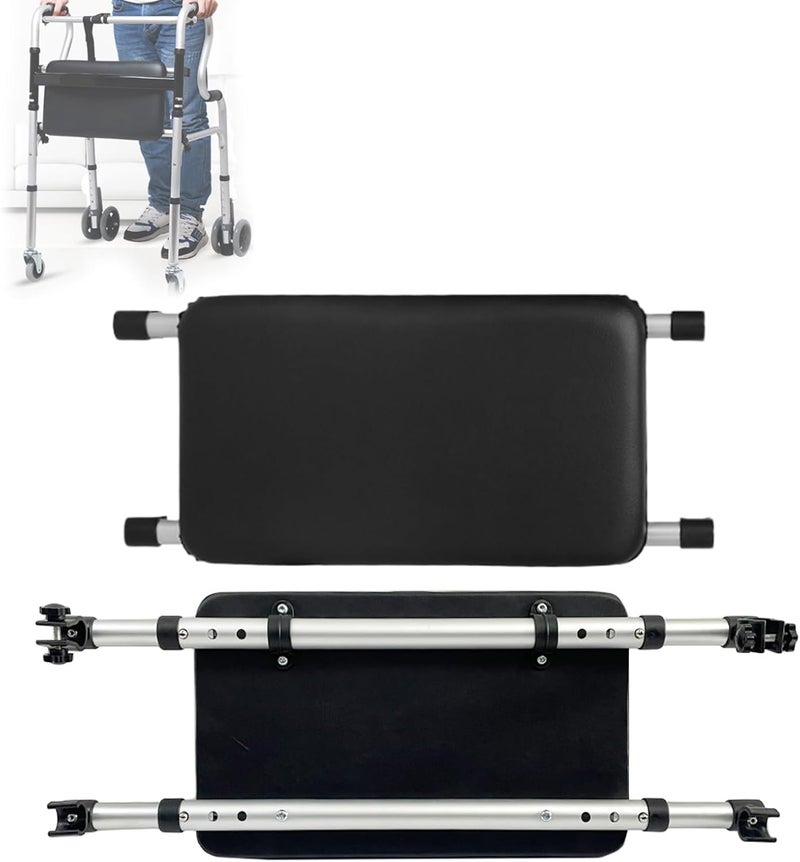 LODMOD Adjustable Walker Rest Seat, Folding Walker Attachable Seat for Elderly Disabled, Range:20"~24" (Leather) - Image 1
